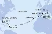 Civitavecchia,Palma de Mallorca,Barcelona,Funchal,San Juan,Miami,Port Canaveral