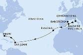 Civitavecchia,Palma de Mallorca,Barcelona,Funchal,San Juan,Miami