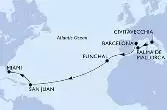 Civitavecchia,Palma de Mallorca,Barcelona,Funchal,San Juan,Miami