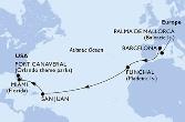 Palma de Mallorca,Barcelona,Funchal,San Juan,Miami,Port Canaveral