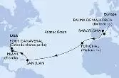 Palma de Mallorca,Barcelona,Funchal,San Juan,Miami,Port Canaveral