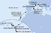 Fort de France,Pointe-a-Pitre,Philipsburg,Road Town,St John s,Santa Cruz de Tenerife,Palma de Mallorca,Barcelona,Marseille,La Spezia