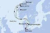 Copenhagen,Hellesylt,Alesund,Flaam,Kiel,Copenhagen