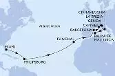 Miami,Philipsburg,Funchal,Barcelona,Cannes,Genoa,La Spezia,Civitavecchia,Palma de Mallorca