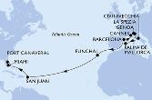 Barcelona,Cannes,Genoa,La Spezia,Civitavecchia,Palma de Mallorca,Barcelona,Funchal,San Juan,Miami,Port Canaveral