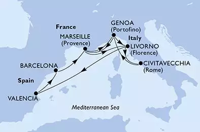 MSC ORCHESTRA  - Itinerario di 10 notti partendo da CIVITAVECCHIA il 10/11/2025 - Civitavecchia,Genoa,Marseille,Livorno,Valencia,Barcelona,Marseille,Genoa,Livorno,Civitavecchia