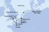 Hamburg,Zeebrugge,Le Havre,Southampton