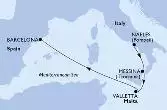 Naples,Messina,Valletta,Barcelona