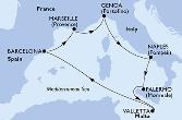 Genoa,Naples,Palermo,Valletta,Barcelona,Marseille,Genoa