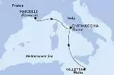 Marseille,Civitavecchia,Valletta