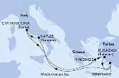 Naples,Civitavecchia,Mykonos,Kusadasi,Marmaris,Naples