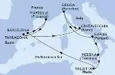 Marseille,Tarragona,Civitavecchia,Genoa,Naples,Messina,Valletta,Barcelona,Marseille
