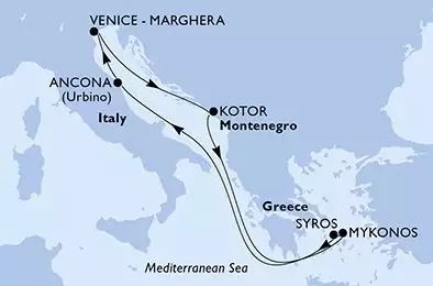 MSC LIRICA - Itinerario di 7 notti partendo da ANCONA il 25/09/2026 - Italia, Grecia