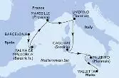 Barcelona,Palma de Mallorca,Marseille,Livorno,Cagliari,Palermo,Valletta