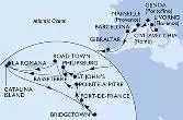 Civitavecchia,Livorno,Genoa,Marseille,Barcelona,Gibraltar,St John s,Philipsburg,Basseterre,La Romana,Catalina Island,Bridgetown,Fort de France,Pointe-a-Pitre,Road Town,La Romana