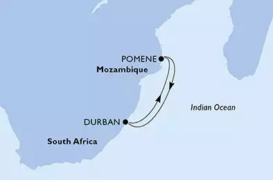 MSC ARMONIA - Itinerario di 4 notti partendo da DURBAN, SOUTH AFRICA il 11/01/2027 - Durban,Pomene,Durban