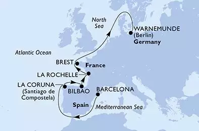 MSC MAGNIFICA - Itinerario di 9 notti partendo da BARCELONA, SPAIN il 18/05/2026 - Spagna, Francia, Germania