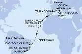 Civitavecchia,Genoa,Tarragona,Santa Cruz de Tenerife,Salvador,Rio de Janeiro,Santos
