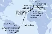 Santos,Rio de Janeiro,Salvador,Maceio,Santa Cruz de Tenerife,Casablanca,Gibraltar,Alicante,Barcelona,Naples,Civitavecchia