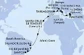 Kusadasi,Marmaris,Naples,Civitavecchia,Genoa,Tarragona,Santa Cruz de Tenerife,Salvador,Rio de Janeiro,Santos