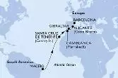 Maceio,Santa Cruz de Tenerife,Casablanca,Gibraltar,Alicante,Barcelona