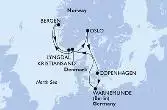 Copenhagen,Warnemunde,Kristiansand,Bergen,Lyngdal,Oslo,Copenhagen