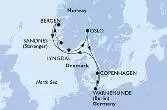 Copenhagen,Warnemunde,Sandnes,Bergen,Lyngdal,Oslo,Copenhagen