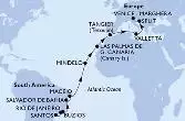 Santos,Rio de Janeiro,Buzios,Salvador,Maceio,Mindelo,Las Palmas de G.Canaria,Tangier,Valletta,Split,Venice-Marghera