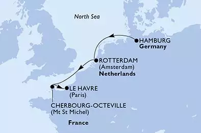 MSC PREZIOSA - Itinerario di 4 notti partendo da HAMBURG, GERMANY il 18/10/2026 - Germania, Olanda, Francia