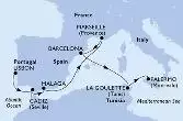 Lisbon,Cadiz,Malaga,Marseille,Barcelona,La Goulette,Palermo