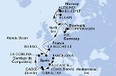 Barcelona,Alicante,Gibraltar,Cadiz,La Coruna,Bilbao,La Rochelle,Kiel,Copenhagen,Hellesylt,Alesund,Flaam,Kiel,Copenhagen