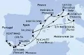 Barcelona,Marseille,Livorno,Civitavecchia,Valencia,Genoa,Marseille,Malaga,Tangier,Portimao,Ceuta,Alicante