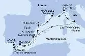 Genoa,Marseille,Tarragona,Cadiz,Tangier,Malaga,Alicante,Civitavecchia,Genoa
