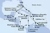 Miami,Ocho Rios,Cartagena,Colon,Puerto Limon,Isla de Roatan,Belize City,Miami,Kralendijk,Oranjestad,Cabo Rojo,Ocho Rios,George Town,Miami