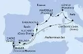 Marseille,Tarragona,Cadiz,Tangier,Malaga,Alicante,Civitavecchia,Genoa,Marseille