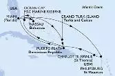 Miami,Grand Turk Island,Puerto Plata,Ocean Cay,Nassau,Miami,Philipsburg,Charlotte Amalie,Puerto Plata,Miami