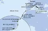 Naples,Civitavecchia,Genoa,Marseille,Barcelona,Las Palmas de G.Canaria,Salvador,Ilheus,Ilha Grande,Rio de Janeiro