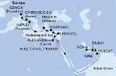 Genoa,Civitavecchia,Naples,Piraeus,Marmaris,Limassol,Alexandria,Suez Canal North,Suez Canal South,Muscat,Doha,Dubai