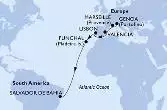 Genoa,Marseille,Valencia,Lisbon,Funchal,Salvador