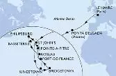 Le Havre,Ponta Delgada,St John s,Kingstown,Bridgetown,Fort de France,Pointe-a-Pitre,St John s,Philipsburg,Basseterre,Roseau,Fort de France