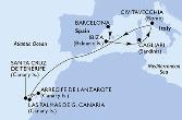 Barcelona,Ibiza,Cagliari,Civitavecchia,Las Palmas de G.Canaria,Arrecife de Lanzarote,Santa Cruz de Tenerife