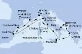 Genoa,Marseille,Tarragona,Valencia,Livorno,Civitavecchia,Catania,Corfu,Kotor,Bari