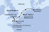 Southampton,Le Havre,Cherbourg,Rotterdam,Hamburg,Southampton