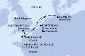 Rotterdam,Hamburg,Southampton,Le Havre,Cherbourg,Rotterdam