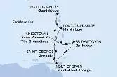 Fort de France,Pointe-a-Pitre,Kingstown ,Bridgetown,Port of Spain,Saint George,Fort de France