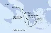 Piraeus,Katakolon,Cefalonia,Corfu,Bari,Piraeus
