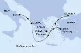 Piraeus,Izmir,Istanbul,Corfu,Bari