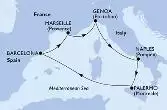 Barcelona,Marseille,Genoa,Naples,Palermo,Barcelona