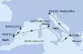 Venice-Marghera,Corfu,Civitavecchia,Valencia,Barcelona