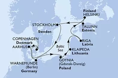 MSC MAGNIFICA - Itinerario di 11 notti partendo da COPENHAGEN, DENMARK il 22/09/2026 - Danimarca, Germania, Polonia, Lituania, Lettonia, Finlandia, Estonia, Svezia